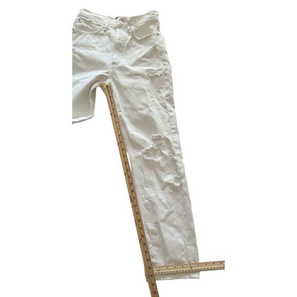 Agolde | white denim destroyed button fly jeans with marks | size 24 - Picture 6 of 8